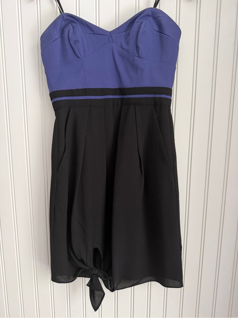 BCBGeneration Purple and Black Strapless A-Line Dress